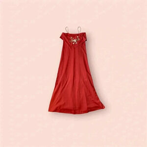 Vintage Joseph Magnin floral embroidered spaghetti strap size medium orange